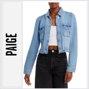 PAIGE Cropped Pacey Denim Jacket hyacinth